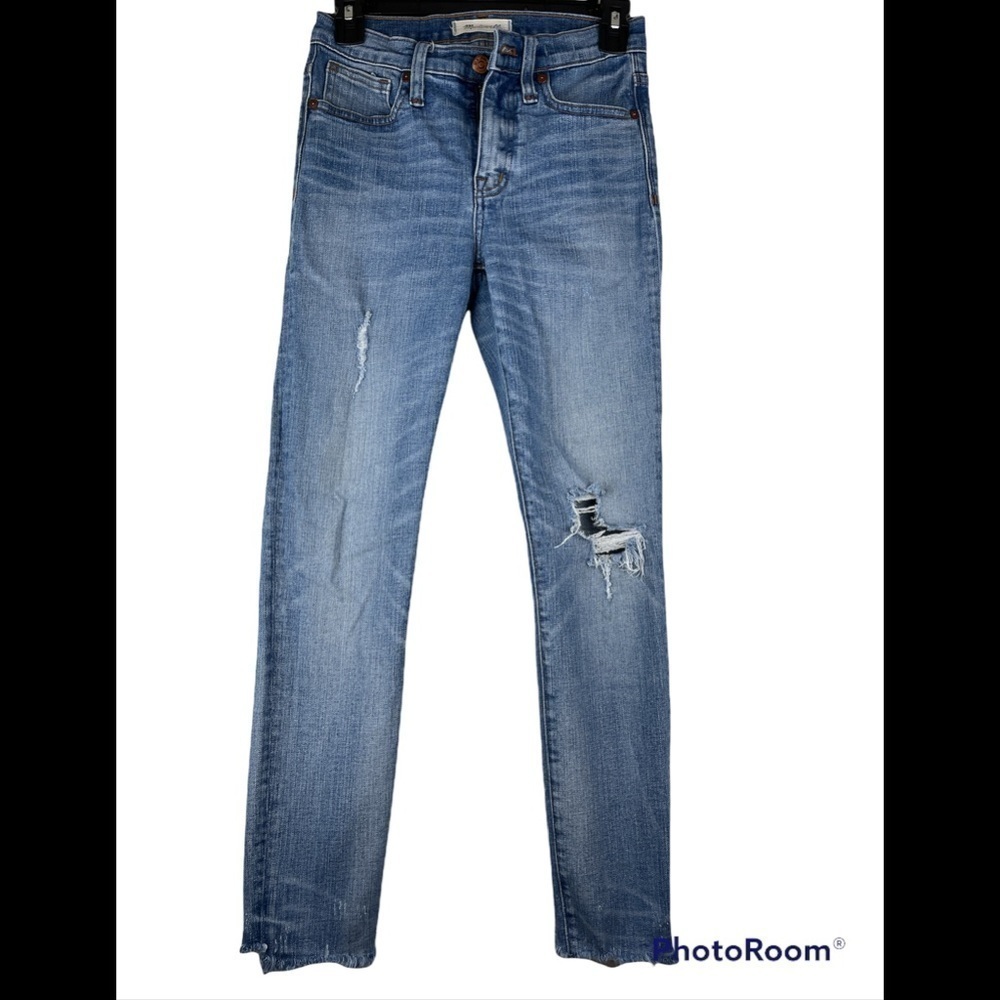 Madewell 9" High-Rise Skinny distressed jeans size 25